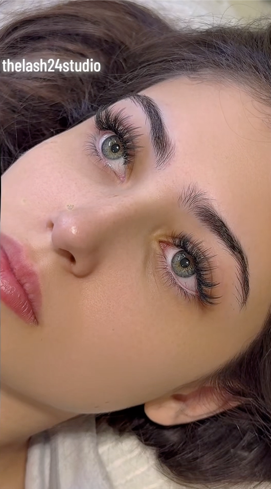 Custom wispy hybrid set eyelash extensions, real client result, South Jordan UT