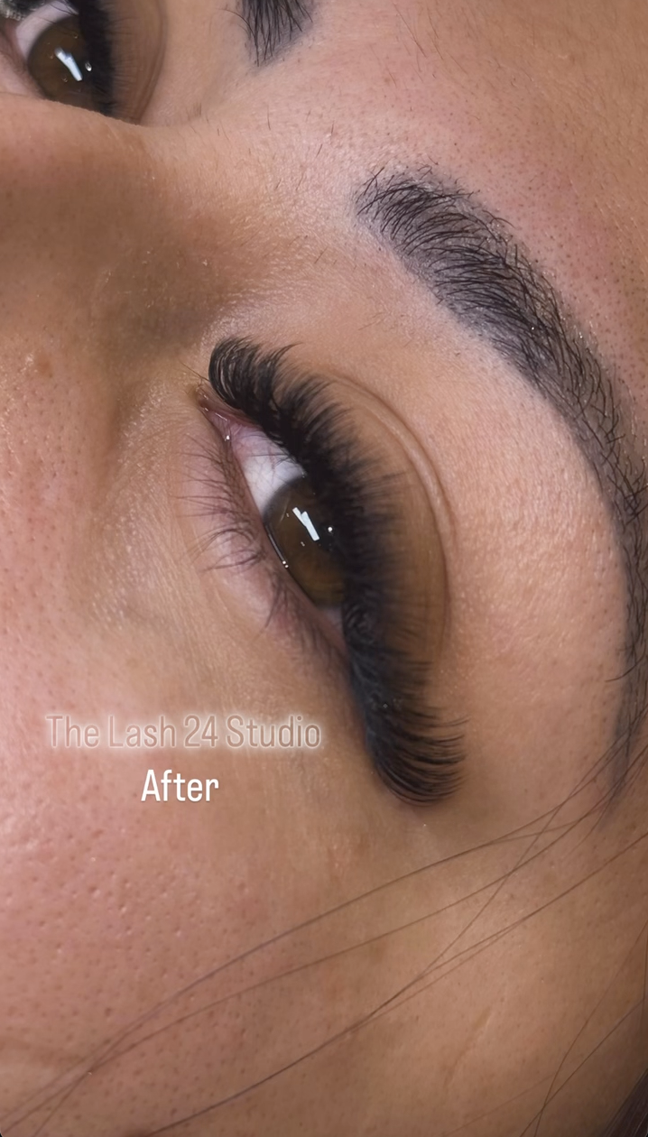 Volume full set cat eye eyelash extensions, real client result, South Jordan UT