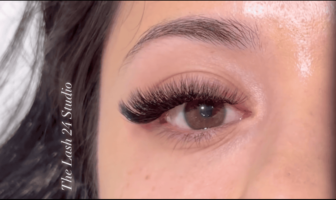 Dense and dramatic volume lash extensions full set featuring lightweight handmade fans, professionally applied at our studio in Riverton, Utah.